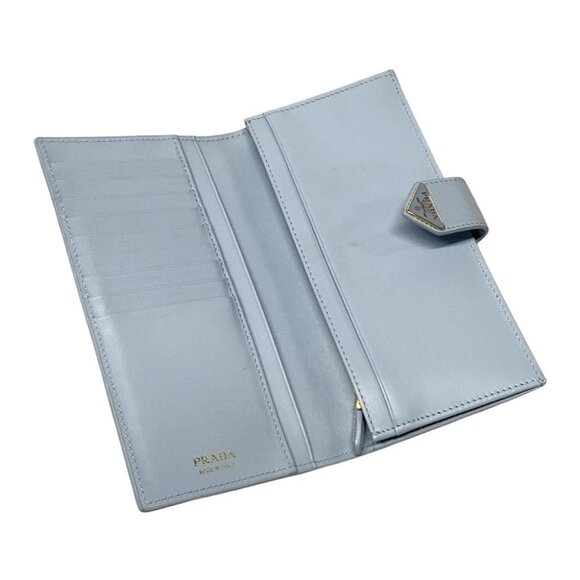 Auth PRADA - 1MV025 Light Blue Saffiano Leather Long Wallet - Picture 3 of 13
